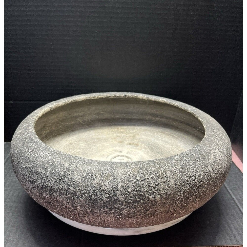 Vtg Pompadour Imitation Stone Round Planter Flower Pot Garden Decor Mid-Century